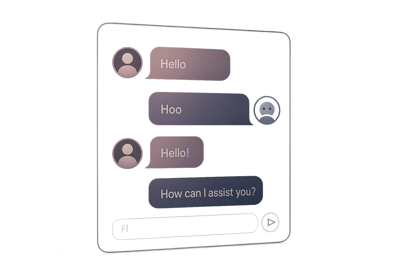 Modern AI chatbot UI simulating intimate conversation